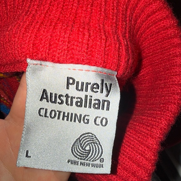 Red and Yellow Zip-Up Cardigan with Multicolored Pattern - Picture 2 of 3